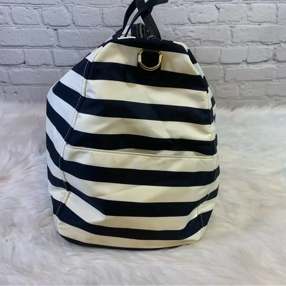 Kate Spade Navy and White Striped Overnight Duffle Bag B9